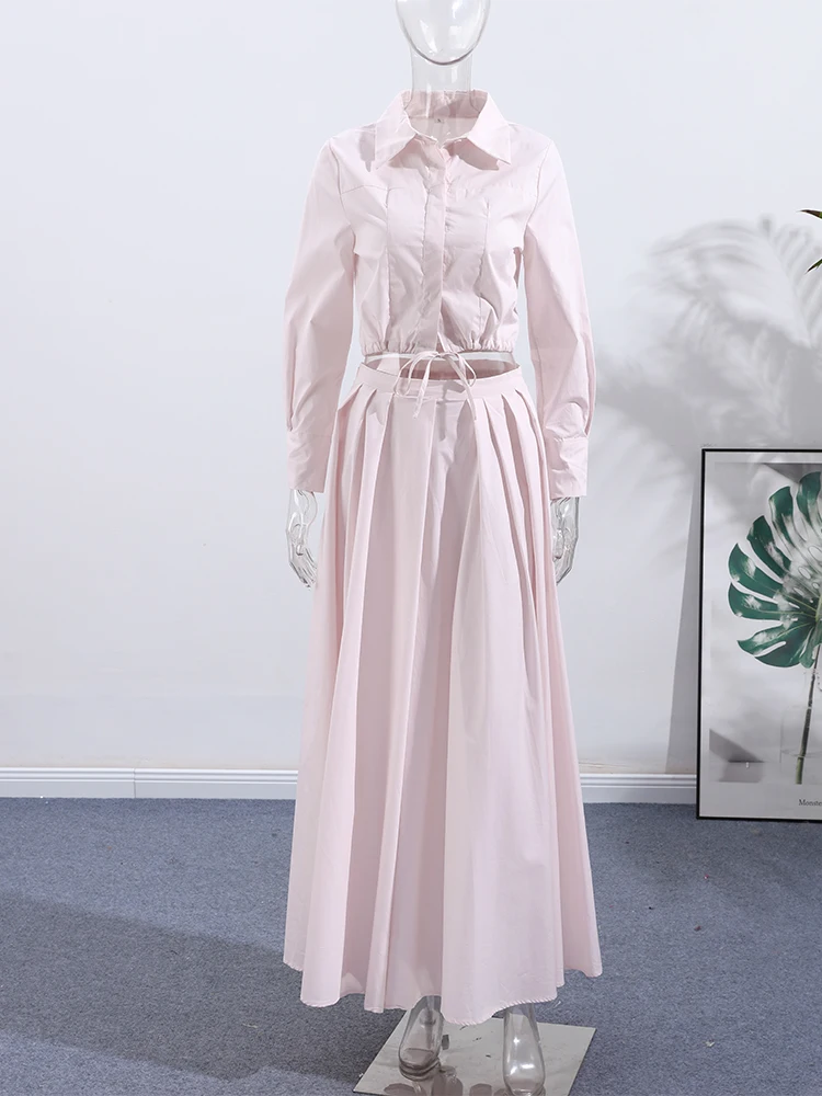 

Элегантный женский топ с принтом тай-дай, комплект с юбкой, городская рубашка с v-образным вырезом и длинными рукавами, юбки на бедрах, 2024, летний модный женский костюм