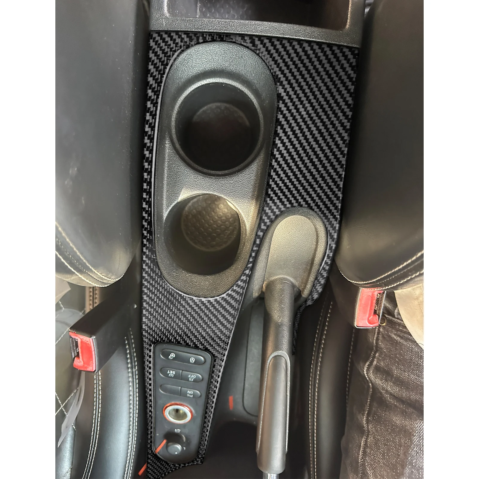 Real Carbon Fiber Car Accessories Cup Holder Panel Soft Cover Sticker For SEAT Leon MK2 2005 2006 2007 2008 2009 2010 2011 12