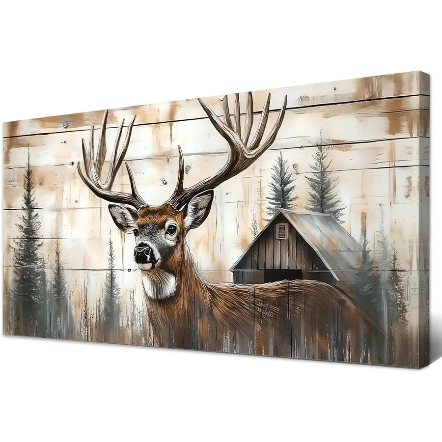 

Wildlife Deer Farmhouse Cabin full diamond painting kits Rustic Deer Picture Barn Home Decorations, Large Hunting Animals crafts