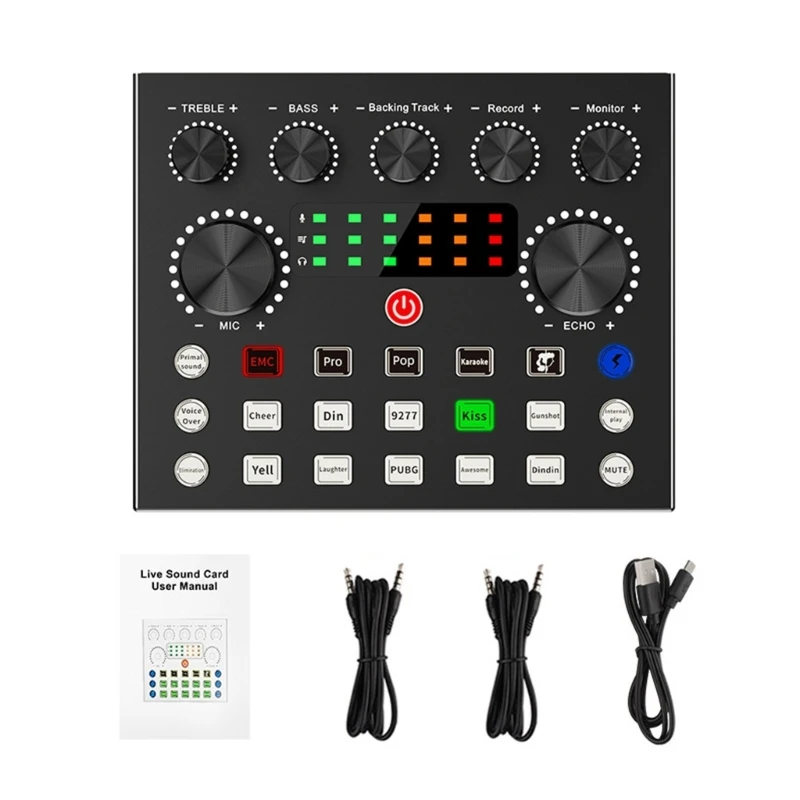 Plugs and Play Studio Live Sound Card for Clear Recording Real Time Monitoring