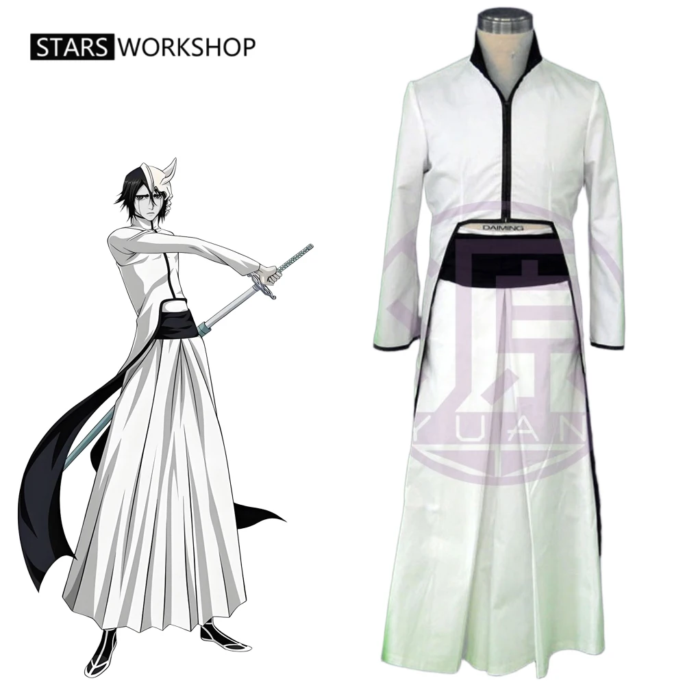 

Anime Bleach Arrancar Espada NO.4 Ulquiorra Cifer Cosplay Costumes White Coat Skirt Uniform Kimono Halloween Carnival Party Suit
