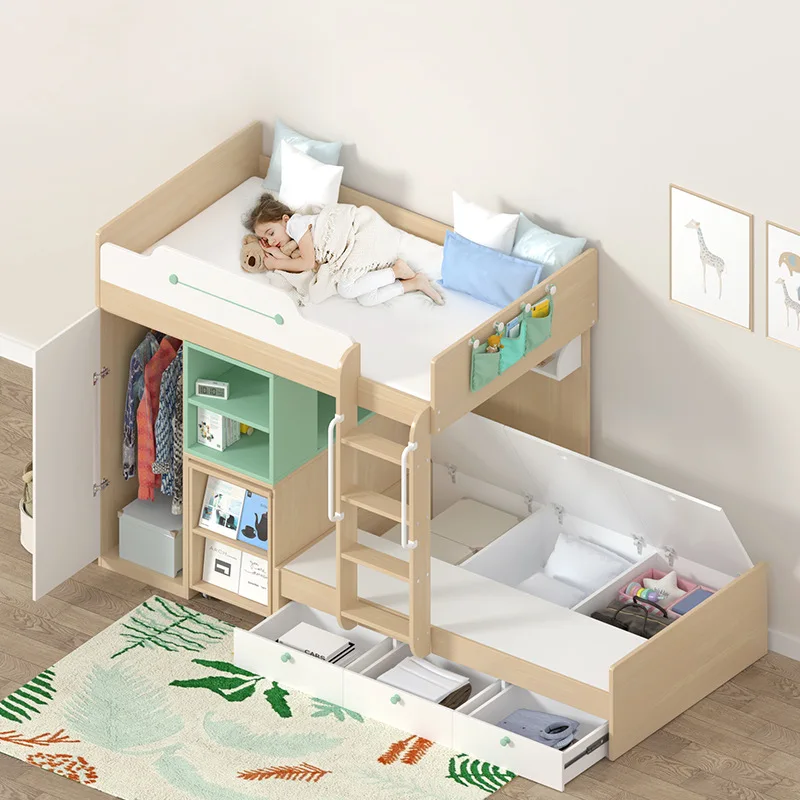 Alternating children's beds, double-layer beds, multifunctional mother-child beds,  and desks all in one