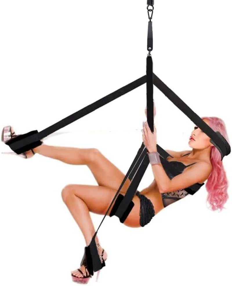 Sex Swing, 360 Degree Spinning Sex Swing with Headrest Dual Hook Sling Adult Games Adventure Toys for Naughty Couple