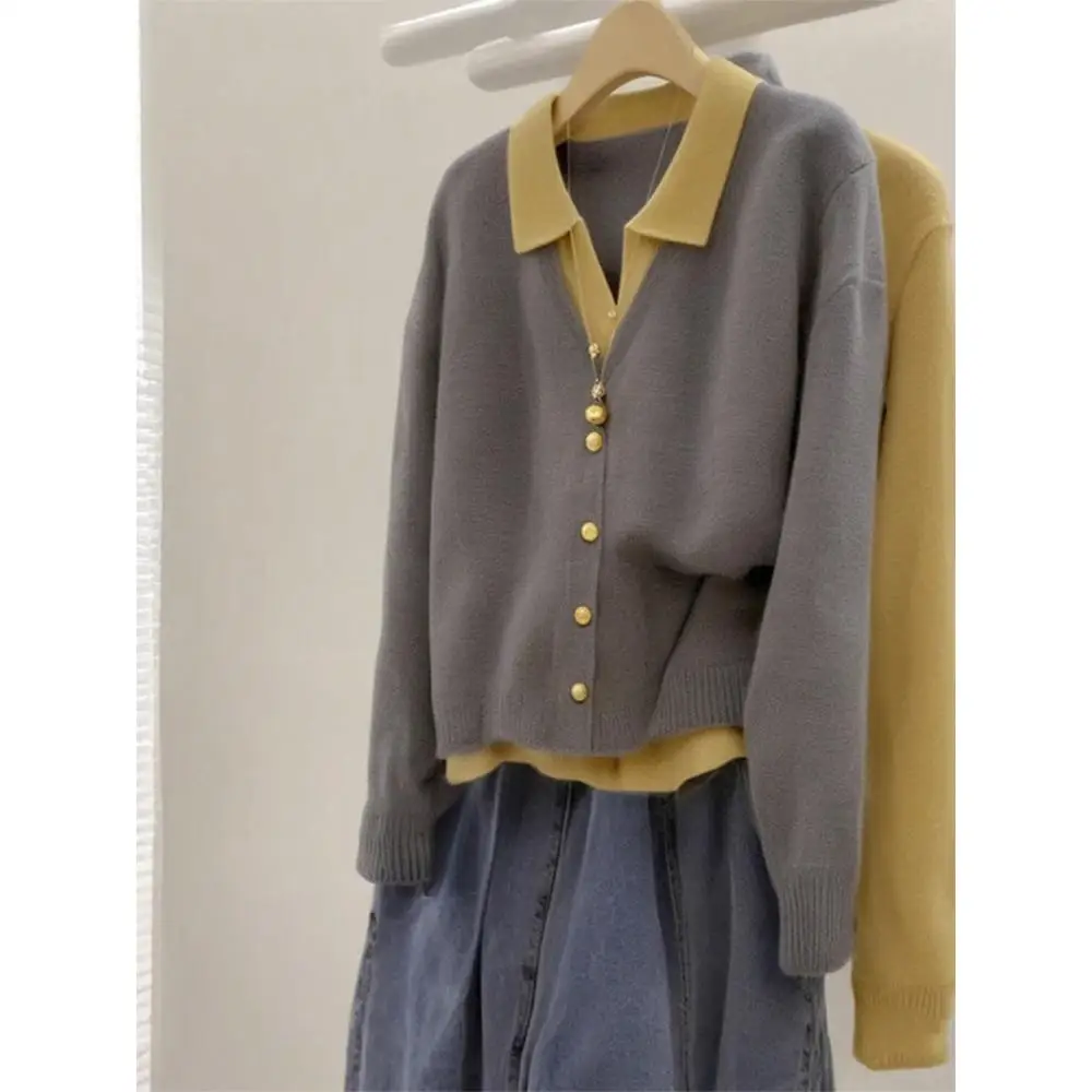 

Women's Collar f Zip Striped Knit Sweater Autumn Winter Loose Fit Long Sve Comfortable Casual Sle Knitted Top