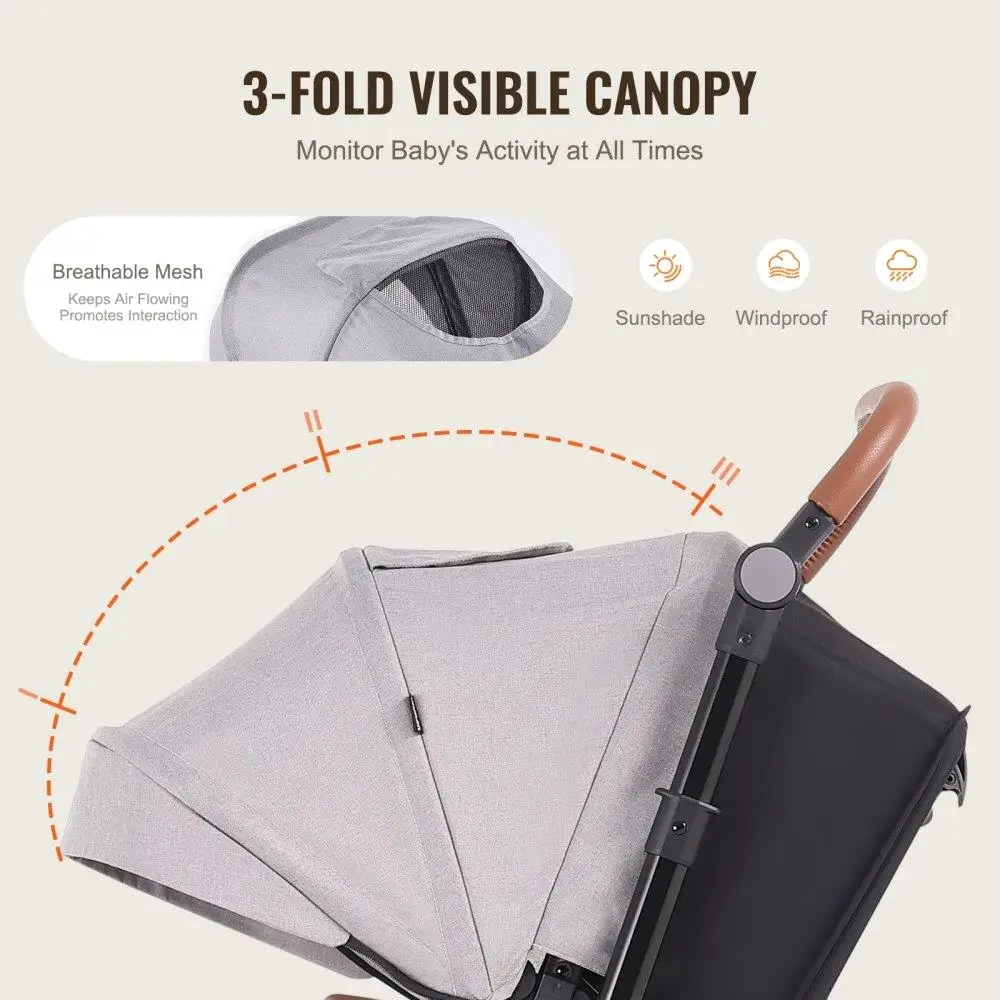 Stroller Travel System Bassinet Playard Baby Combo Set Light Gray