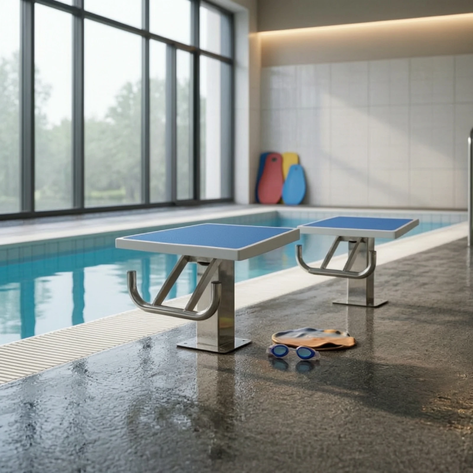 Starting Block with Handrail Anti-Slip Equipment Long-Lasting All-Climate for Swimmers, Swimming Pools, Aquatic Centers
