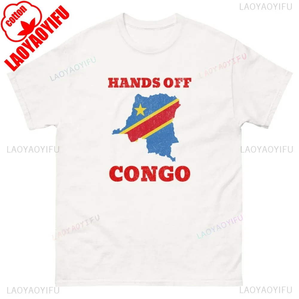 Hands Off Congo Free Congo Printed Graphic Man T Shirt Cotton Short Sleeve Streetwear Casual Fashion Loose Hip Hop Women Tshirt