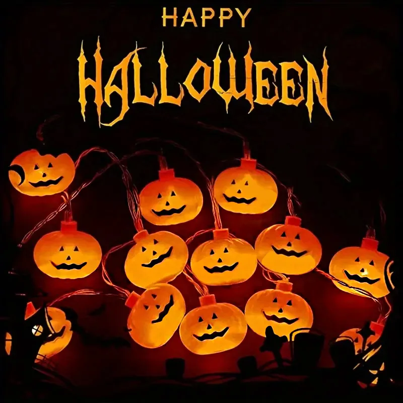 Battery Warm Glow Halloween Pumpkin Fairy Lights Waterproof Suitable For Home Holiday Party Haunted House Halloween Decor Light
