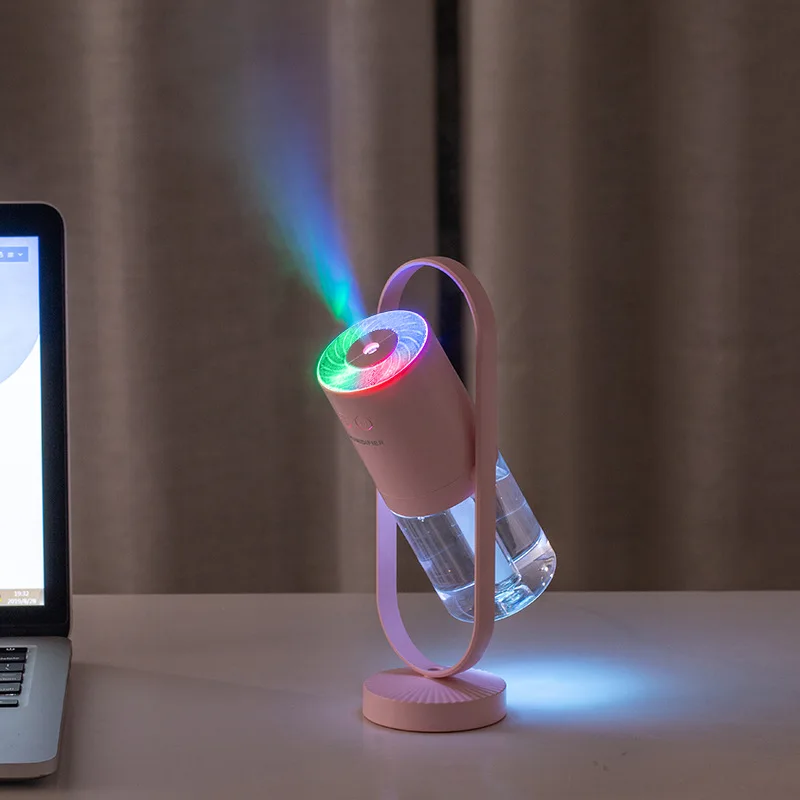 Ultrasonic Air HumidifierมุมปรับUSBนาฬิกาทรายสำหรับOffice Home Essentialน้ำมันAroma Diffuser LED Light Night