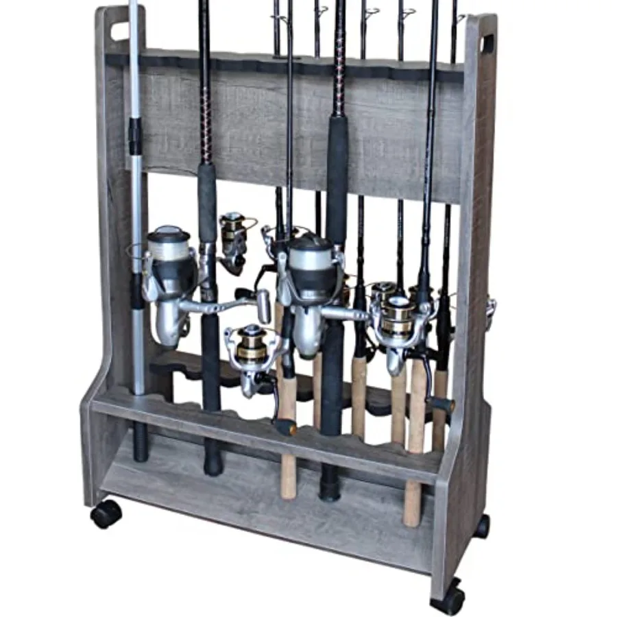 

Держатель для удочек на 16 штук для морской/пресноводной рыбалки, подставка для удочек для организации гаража и хранения в помещении, сверхпрочный, стальной.