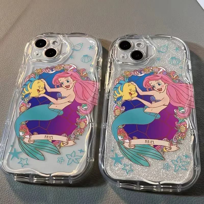 Disney Mermaid Princess Ariel INS Graffiti Cute Phone Case For iPhone 15 14 13 12 11 Pro Max XR XS Max 7 8 Plus MINI Y2K Cover