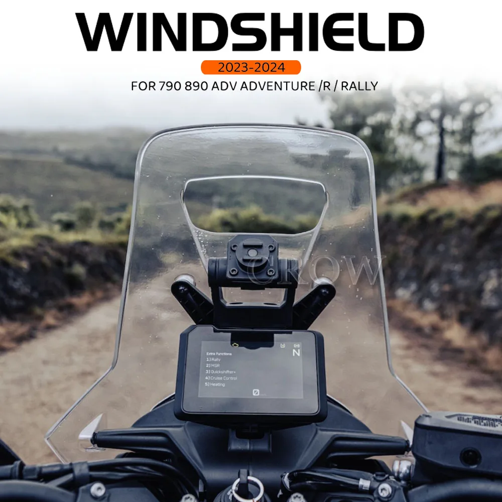 Motorcycle Acrylic Rally Windshield Wind Deflector Screen Shield WindScreen Visor For 790 890 ADV Adventure R Rally 2023 2024