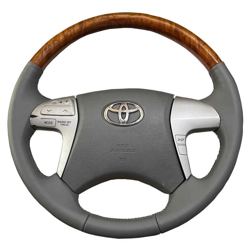 Custom Leather Hand Sewn Steering Wheel Cover for Toyota Camry  Peach Wood