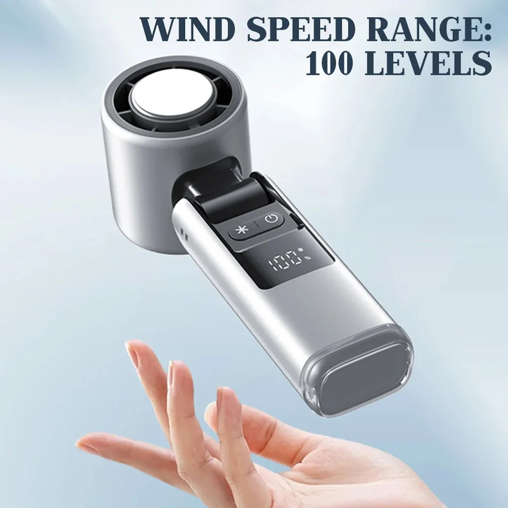 High Speed Handheld Small Fan Ice Cool Fan 100 Turbos Mini Fan With Digital Display USB Powered For Outdoor Camping Travel