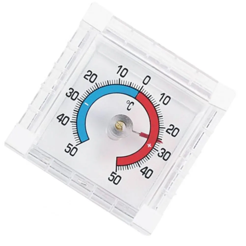Square Plastic Outdoor Thermometer with Bimetallic Sensor for Window Installation Garden Patio Use 2.3x7.6x7.6cm