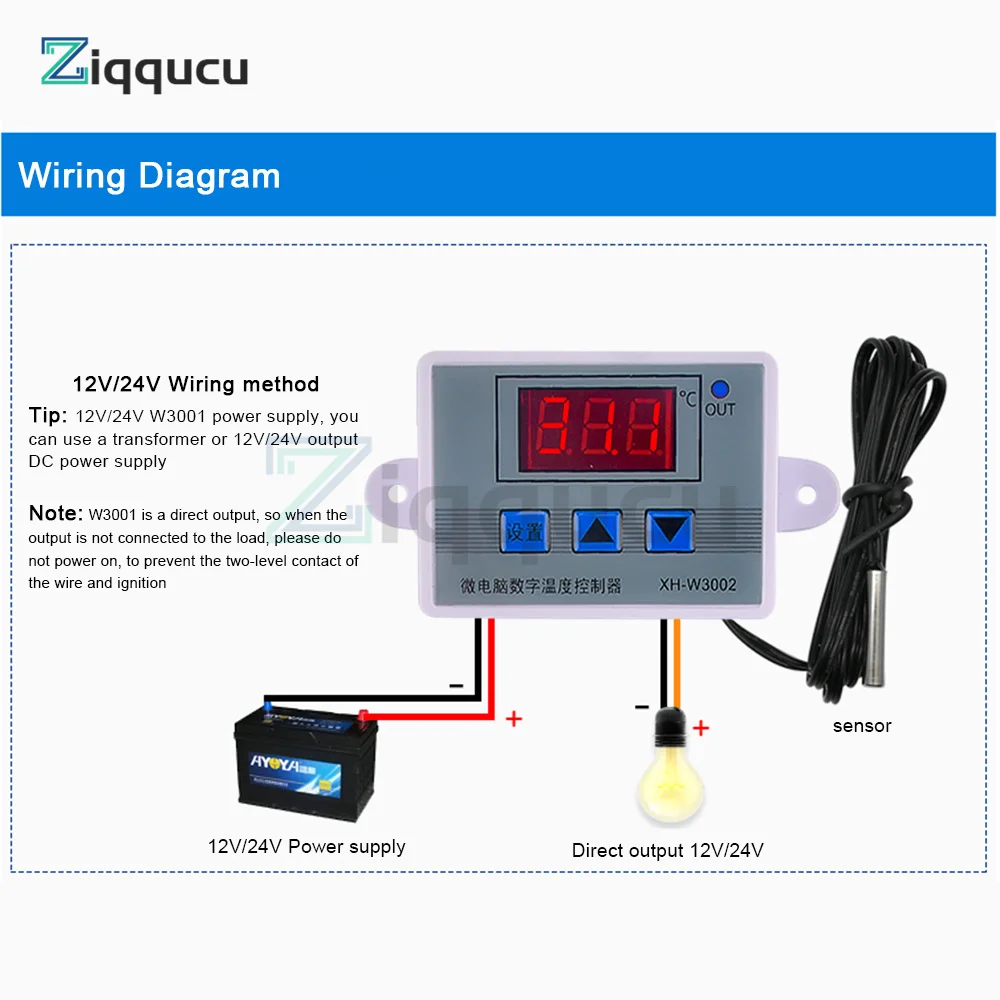 XH-W3001 XH-W3002 Digital Control Temperature Microcomputer Thermostat Switch Thermometer New Thermoregulator 12/24/220V