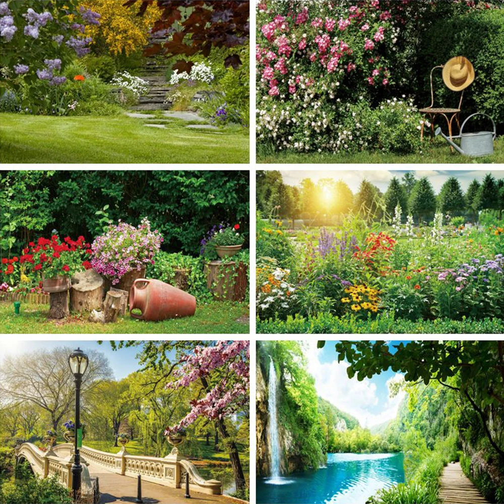 

Natural Scenic Backdrops Garden Grassland Trees Spring Landscape Newborn Portrait Photography Backgrounds For Photo Studio