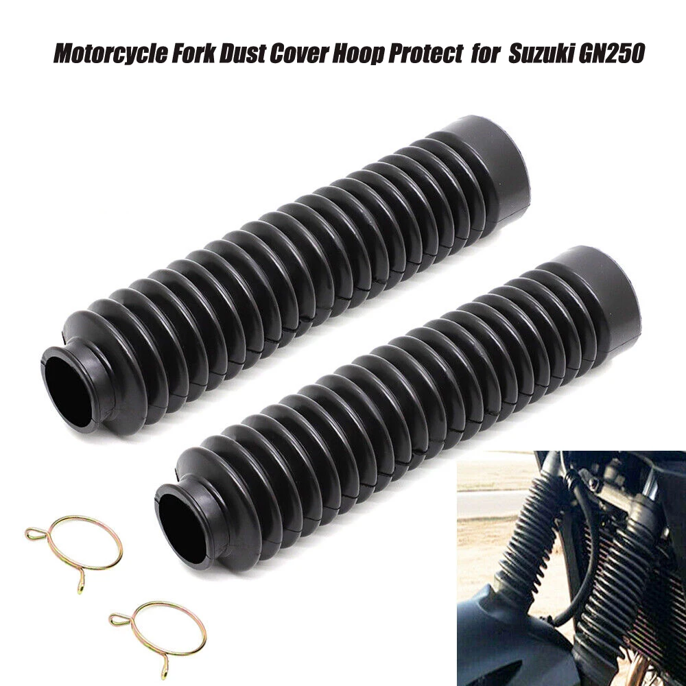 2 PIECE Motorcycle Fork Dust Cover with Hoop Protect Front Fork Shock Absorber Rubber Guard For Suzuki GN250 GN 250