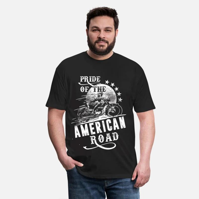 

Pride of the Road Vintage Motorcycle Retro Cafe Racer Gift T-Shirt for Racing bikers 100% cotton Graphic clothes All size Tee