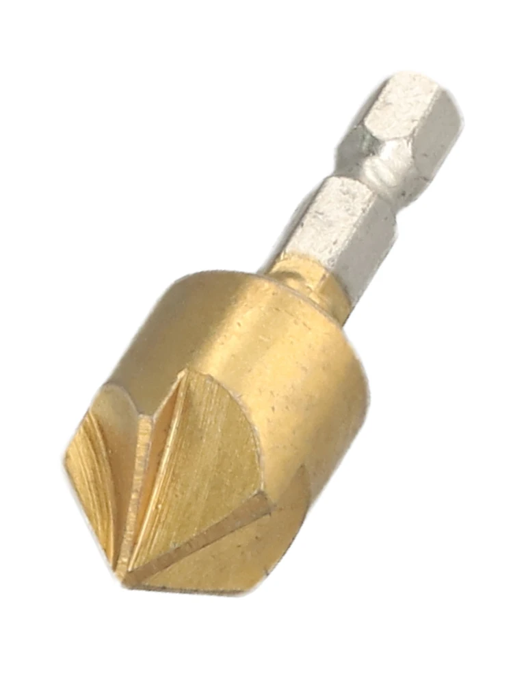 5 Flute 90 Degree Countersink Drill Bit 1/4Inch Hex Shank Chamfer Cutting Woodworking Hole Opener For Wood Metal Drilling Tool