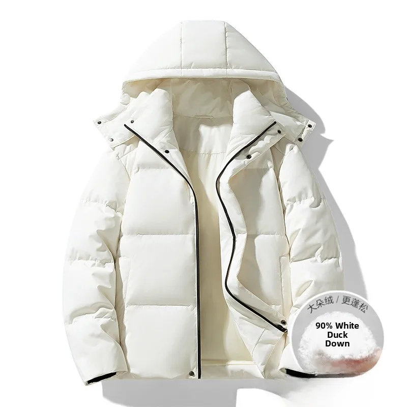 

Зимняя мужская пуховая куртка в корейском стиле, однотонная, с капюшоном, 90% белый утиный пух, утолщенная, городская повседневная верхняя одежда