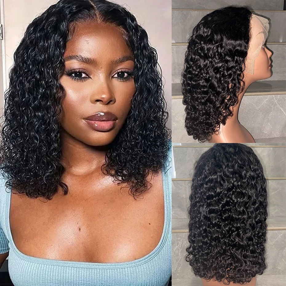 

13x4 Transparent Lace Frontal Wigs 100% Human Hair Water Wave Black 250 Density Raw Vietnamese Original 5x5 Curly Lace Front Wig