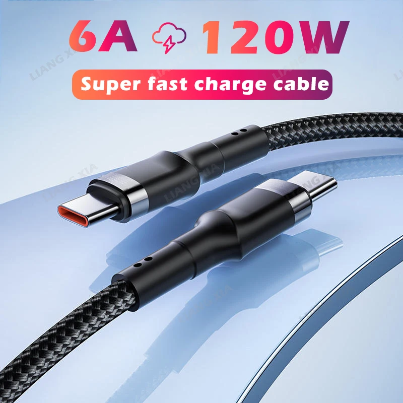 120W USB C to Type C Fast Charging Cable  For iPhone 15 Pro Max Samsung S24  S23 Huawei Xiaomi OnePlus Quick Charging Cables