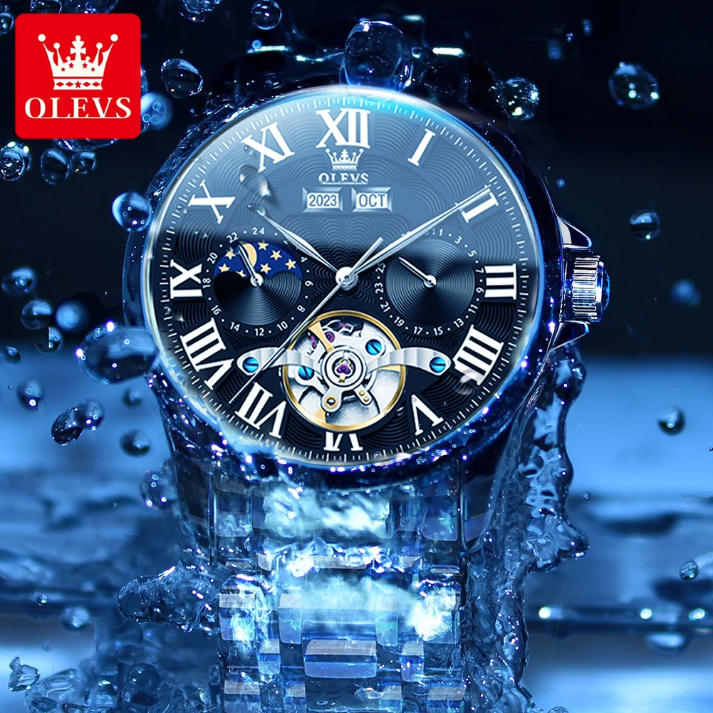 OLEVS 7013 Watch Man Luxury Original Automatic Mechanical Business Watch﻿ Waterproof Luminous Week Date Watches For Man