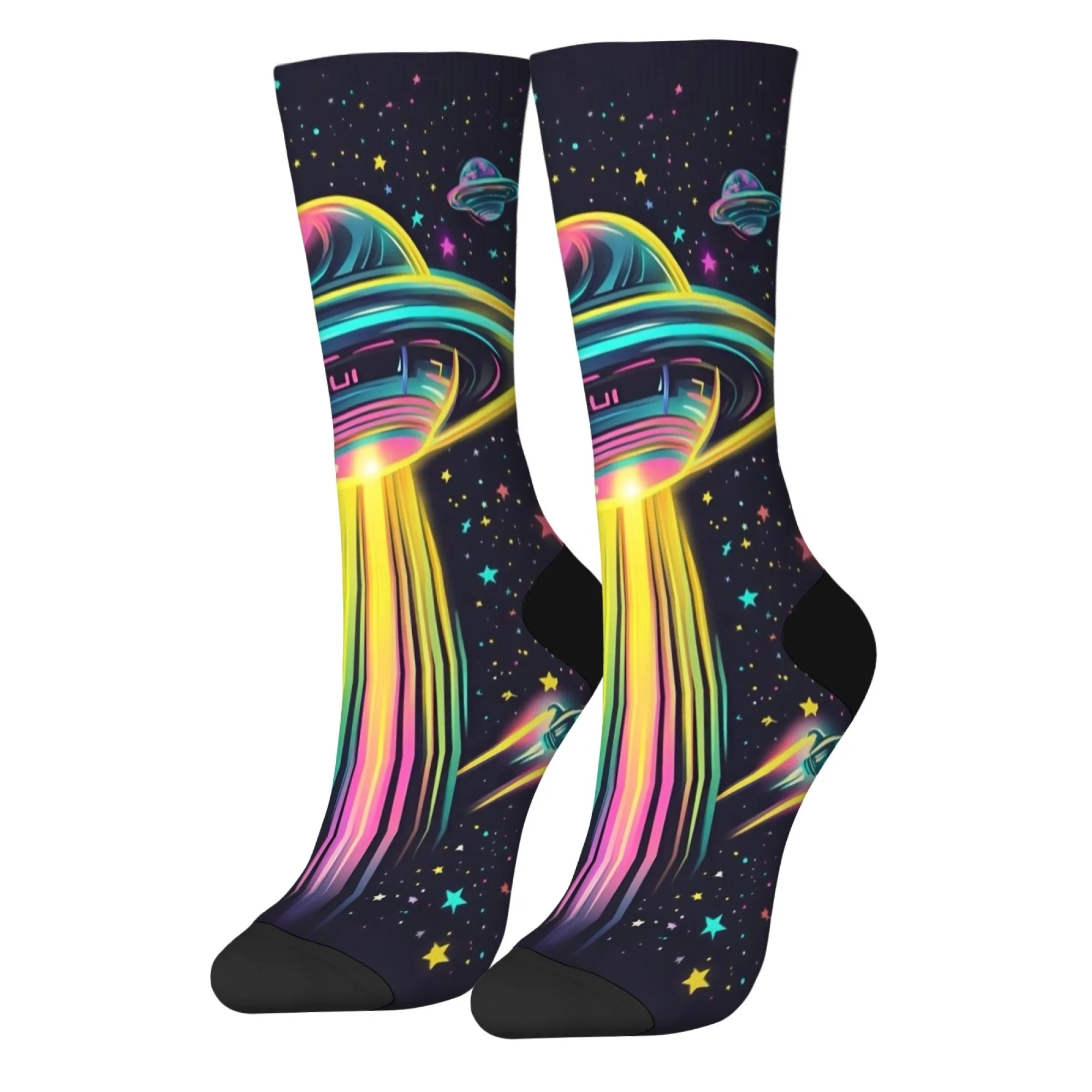 UFO الفضاء طاقم الجوارب للرجال والنساء العصرية الرجعية الخيال العلمي طباعة الشارع الجوارب الموضة مثالية زوجين هدية للنزهات غير رسمية