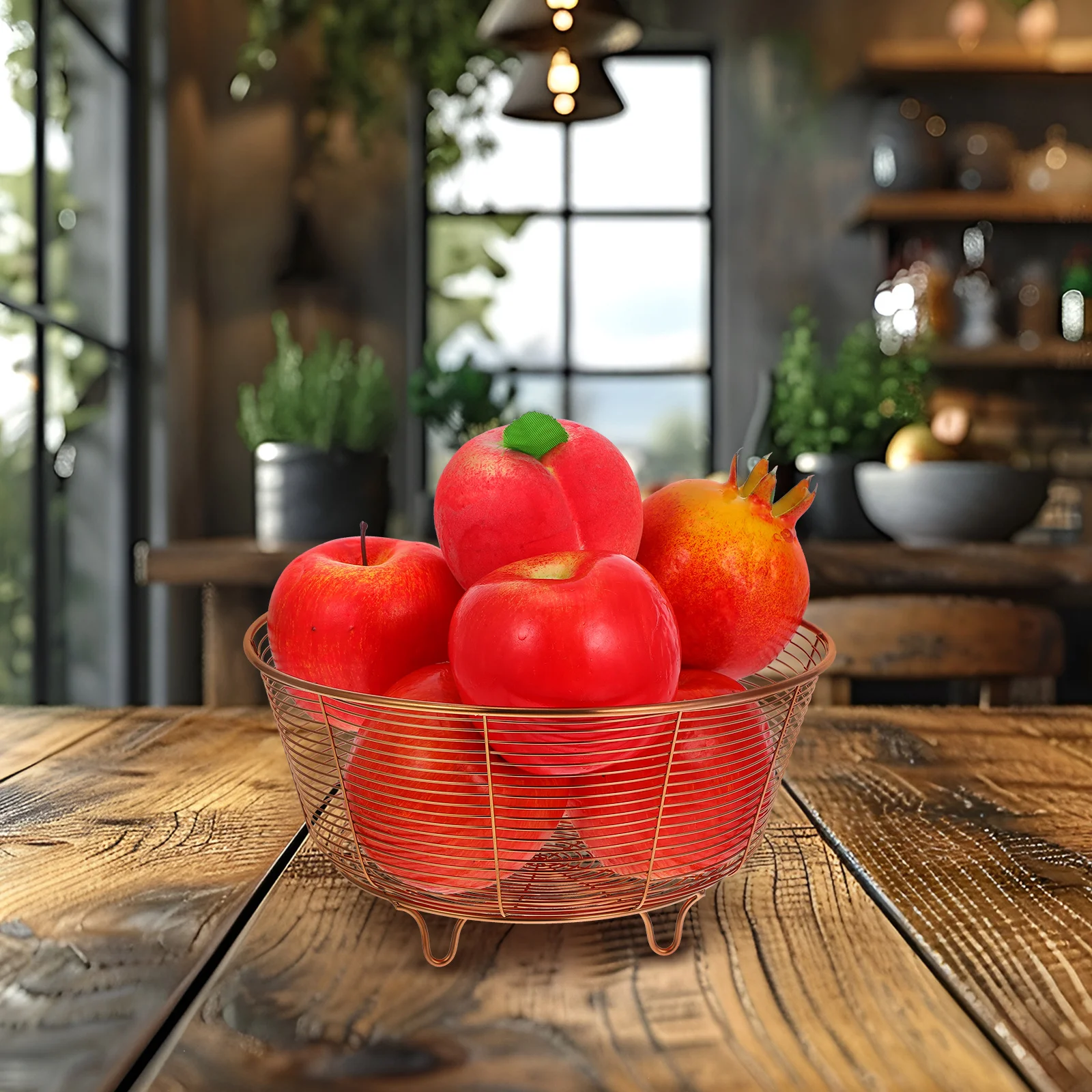 

Stainless Steel Fruit Rose Gold Large Capacity Wire Base Storage Bowl for Kitchen Candy Snack Vegetable Holder Modern Elegant