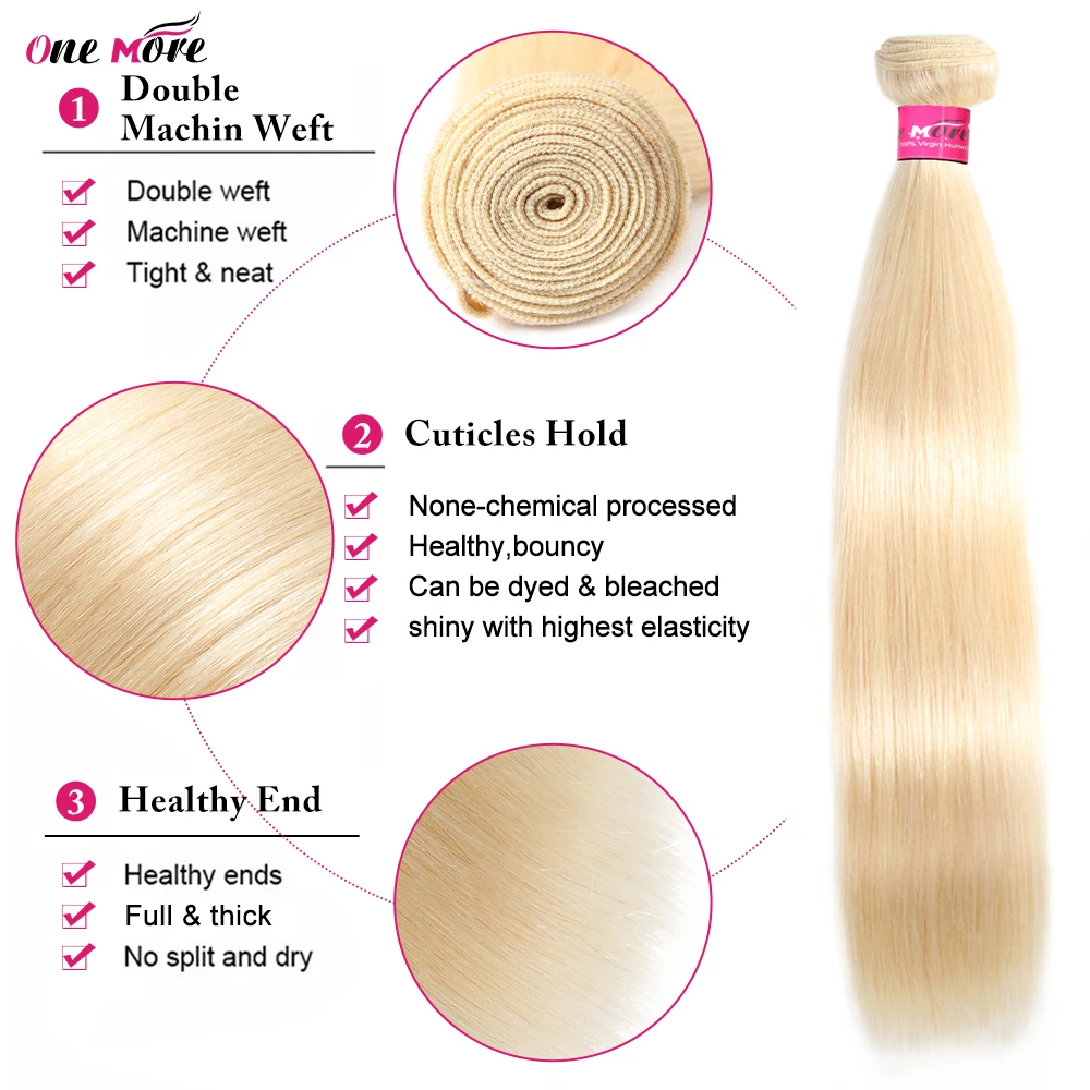 Cabelo Brasileiro Loiro 613 Liso em Trama Remy 100% Humano, Pacotes de 24, 26, 28, 30 Polegadas, Opções 1, 3, 4 Disponíveis