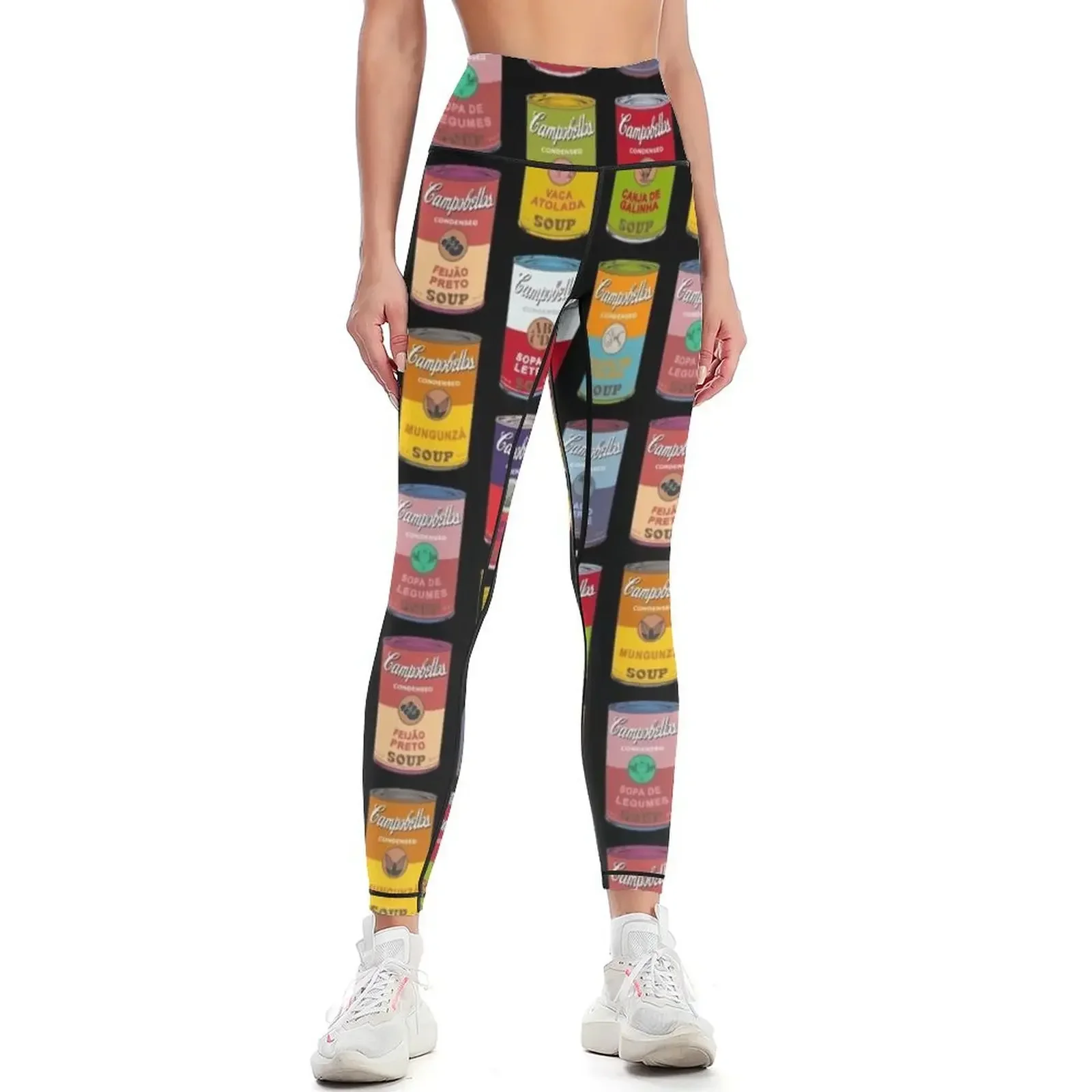 

Brazilian Andy Warhol soups - Campobellos popart (on black) Leggings Women's sports Sweatpants Womens Leggings