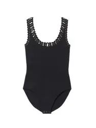 Women's Black Knitted Playsuits Rivet Decorated Sleeveless U-Neck Sexy Rompers