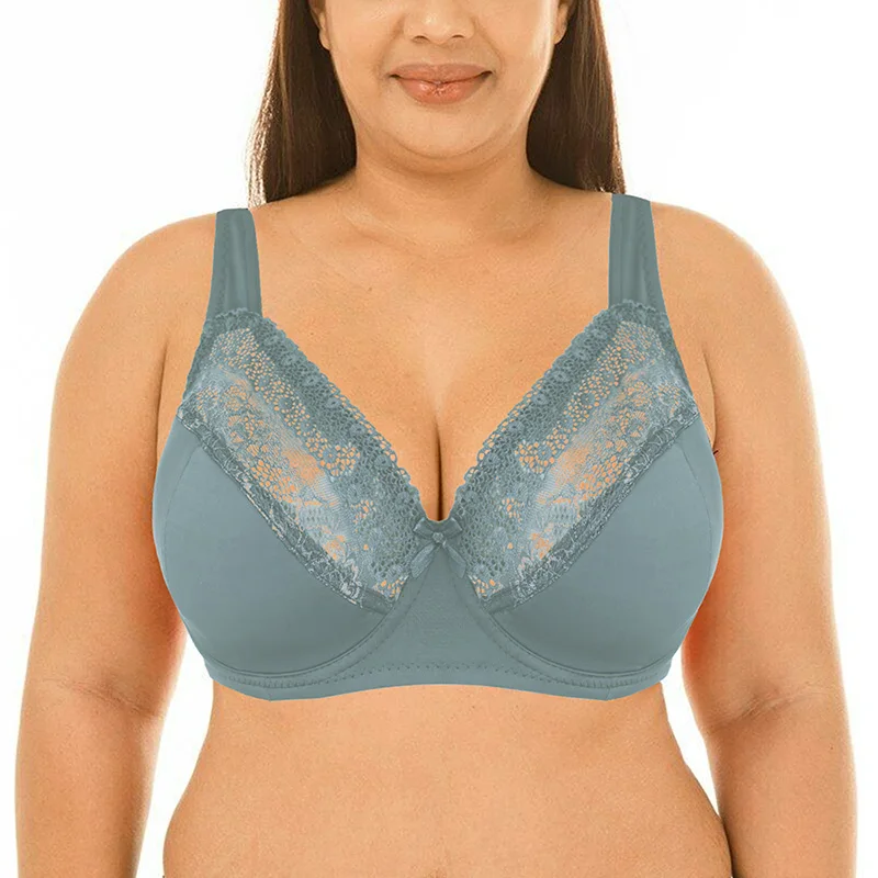 Sexy Women Bra Lace Big Bralette Full Cup Underwired Support Bra Top Lingerie Plus Size 40 42 44 46 48 50 DD E F FF G Cup