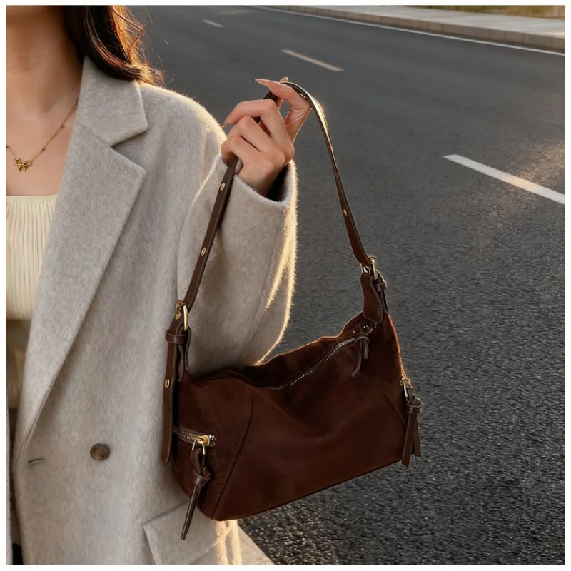 

Элитная женская сумка из нубуковой кожи, повседневная сумка Копенгаген, элитный легкий мягкий повседневный стиль ​