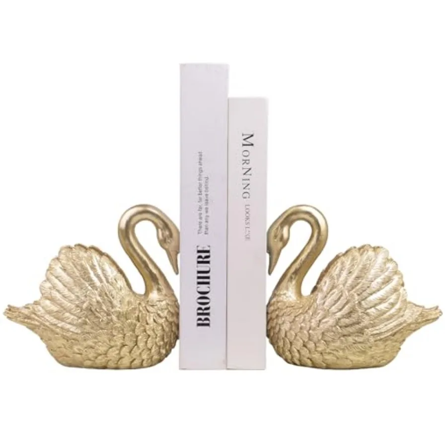 

Swan Decorative Bookends, Resin Book Ends for Shelves, Unique Book Holders, Heavy Duty Swan Decor for Home Office Desk Bookshel