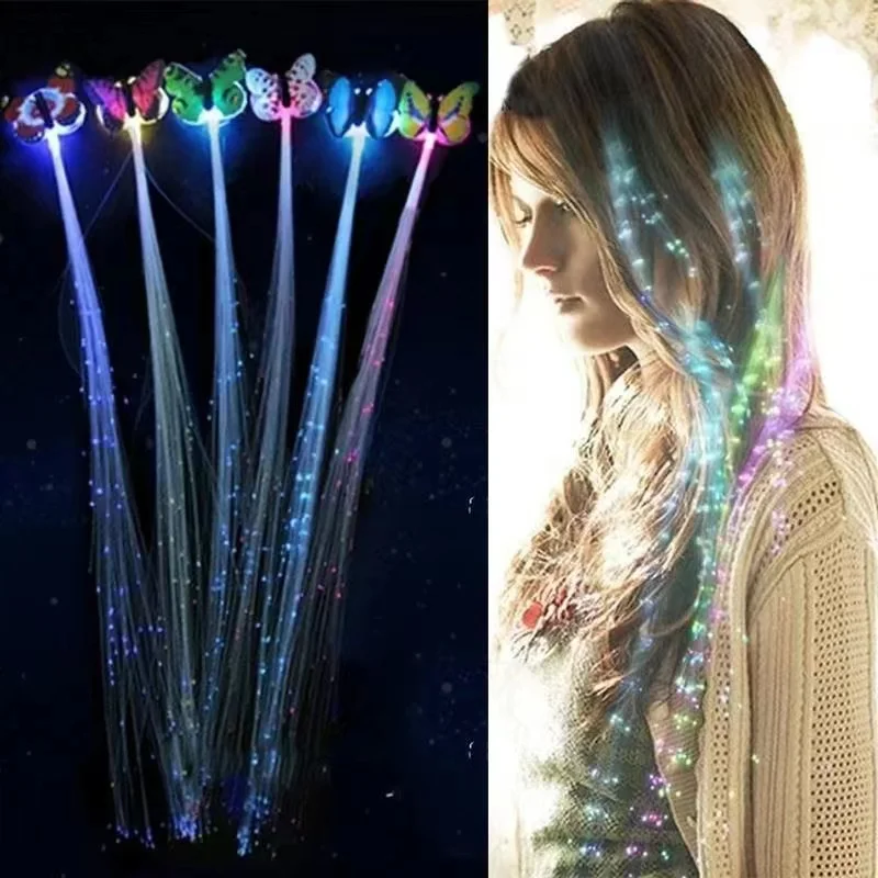 

Hair Lights Christmas Decorations LED Headband Halloween Glow Butterfly Braids Clip Bar Prom Birthday Flash Girl Toys