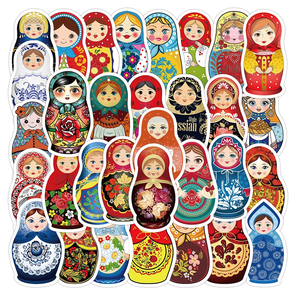 10/30/50Pcs Cartoon Russian doll Stickers Decal For Snowboard Laptop Luggage Car Fridge DIY Styling Vinyl Home Decor Pegatina