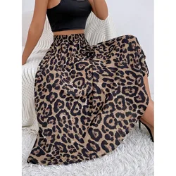 Falda holgada de gasa con estampado de leopardo para mujer, ropa informal de temperamento, elegante, nueva moda de verano