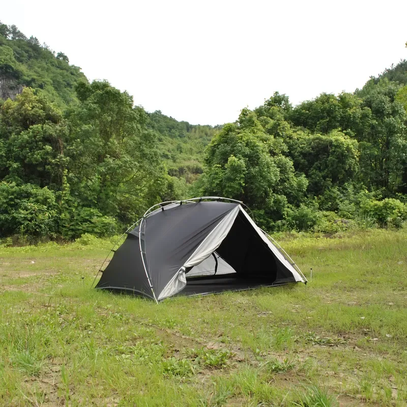 CXZ-224 Ultralight 2 Person Camping Tent Double Layer Black White Durable Outdoor Shelter for Hiking Backpacking Travel Gear