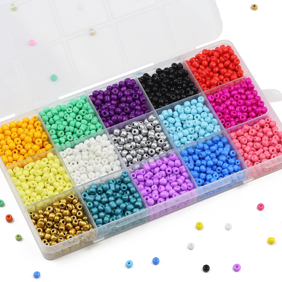 15 Color Multi-Size Transparent Seedbeads Kit Glass Spacer Loose Rice Beads For Jewelry DIY Bracelet Necklace Accessorie 2/3/4mm