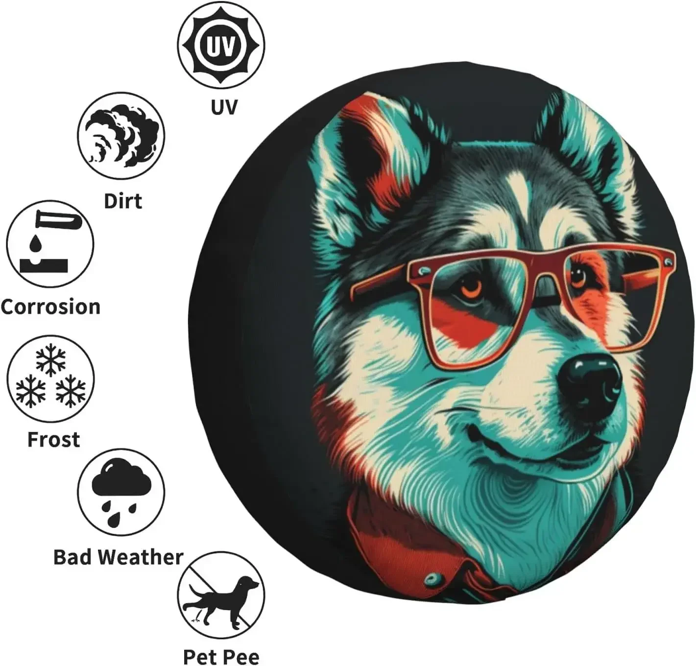 Husky animal cão capa de pneu sobressalente protetores de roda à prova de intempéries universal apto para reboque rv suv caminhão campista reboque de viagem