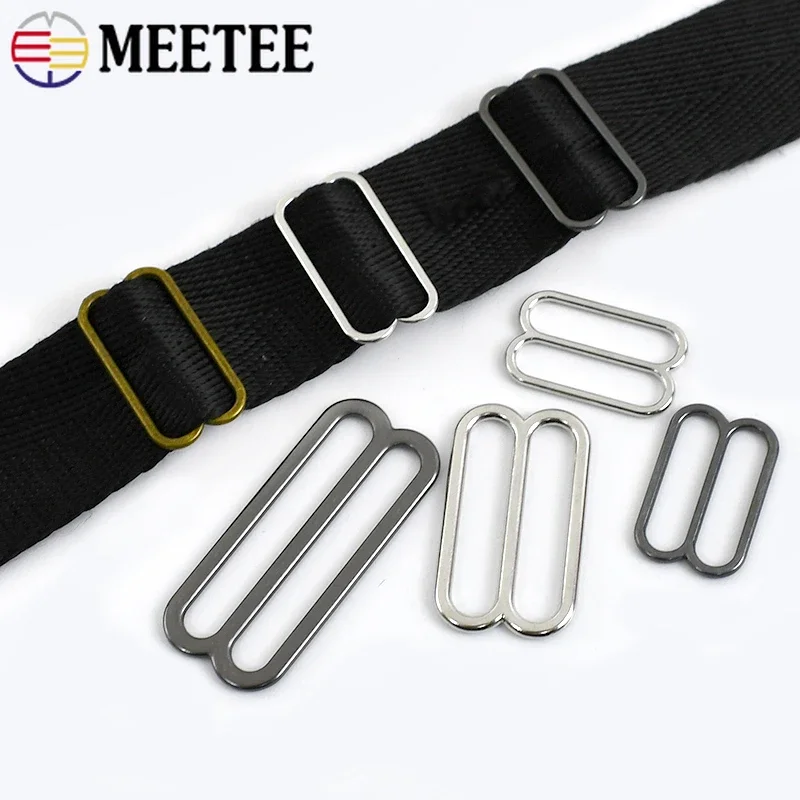 50Pcs 6-50mm Metal Bra Buckles Bikini Underware Tri-Glide Slider Adjust Clasp 8-shaped Bag Strap Ring Hook Leather Accessories