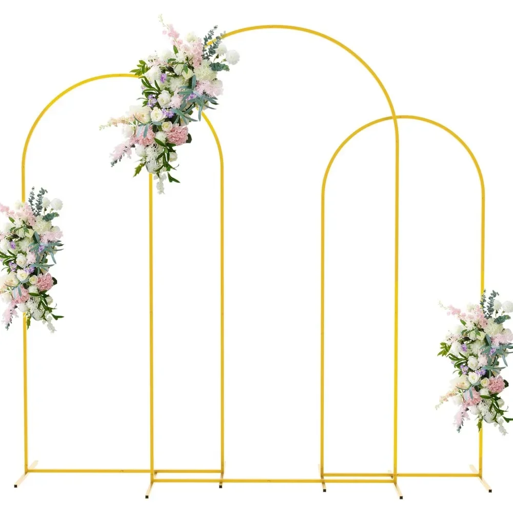 

Wedding Arch Backdrop Stand Set of 3 Metal Arched Frame for Ceremony Parties Birthday Baby Shower Garden Balloon Decoration