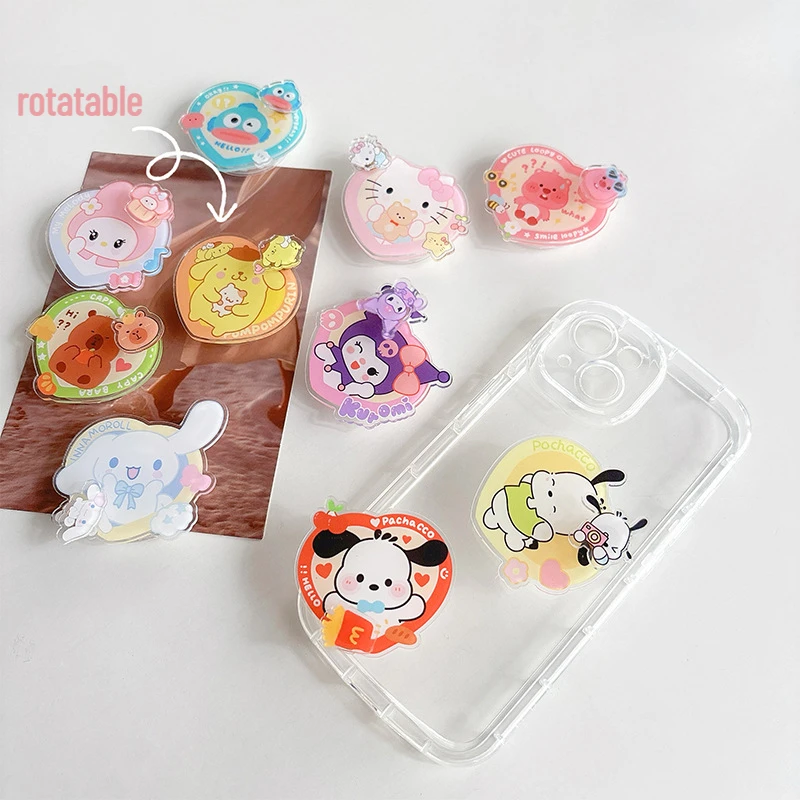 سانريو هانجيودون حلقة مشبك آيفون اكسسوارات Pochacco الكرتون الهاتف المحمول قبضة حامل هاتف سيارة الرسوم المتحركة الديكور هدية