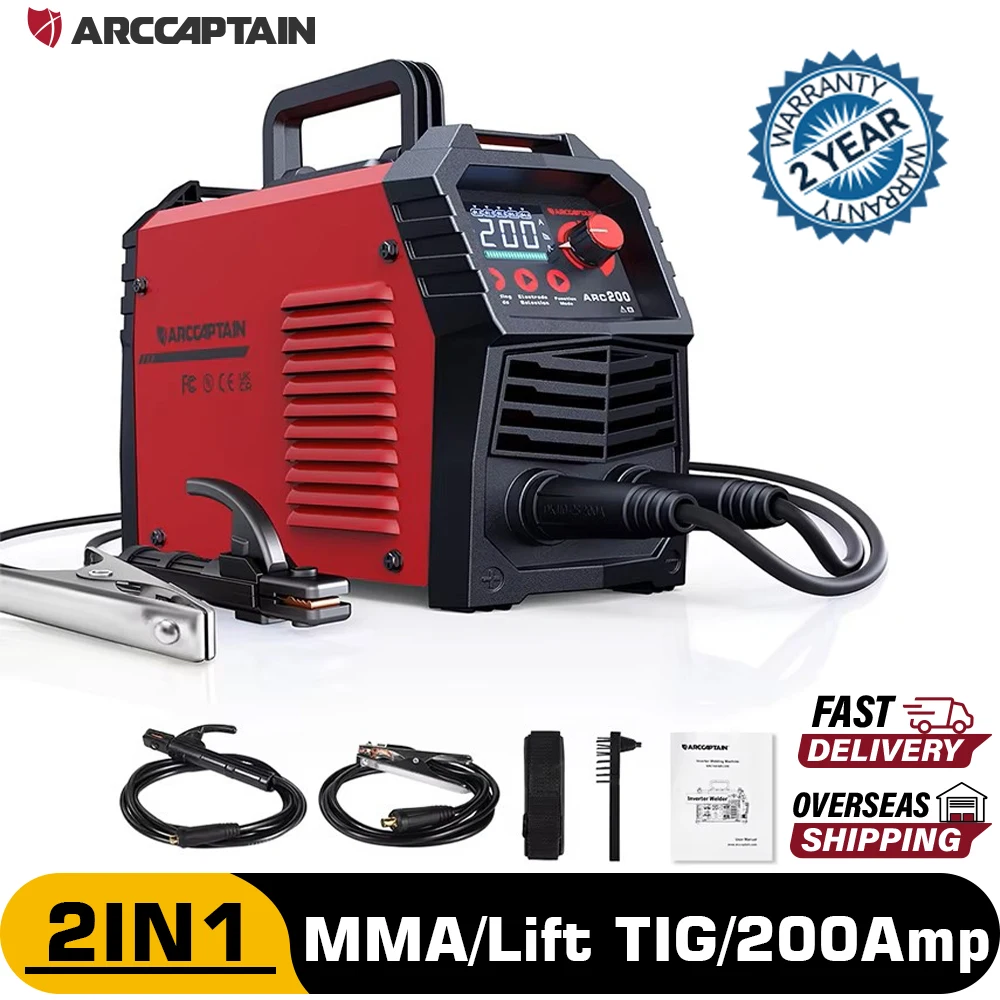 ARCCAPTAIN 200Amp Welding Machine DC Inverter IGBT 2 IN 1 MMA Lift Tig ARC Welder for Home Beginner Lightweight Efficient