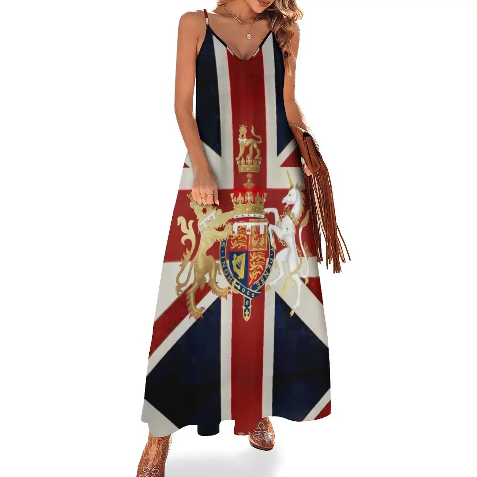 

Union Jack with Windsor Insignia Sleeveless Dress elegant women's sets Women's long dress summer dress korean women