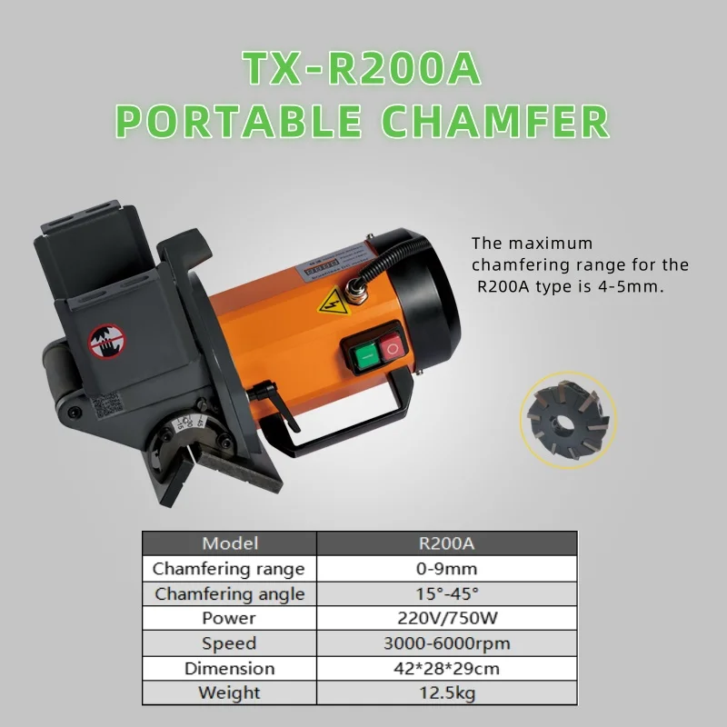 TXMC TX-R200A Portable Chamfer  hine 0-9mm Easy Carry Burring with Brushless Motor