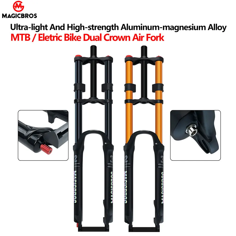 

Good Double Shoulder 26/27.5/29 Inch Quick Release MTB Air Suspension Mountain Bike Downhill Dual Double Crown Air Front Fork