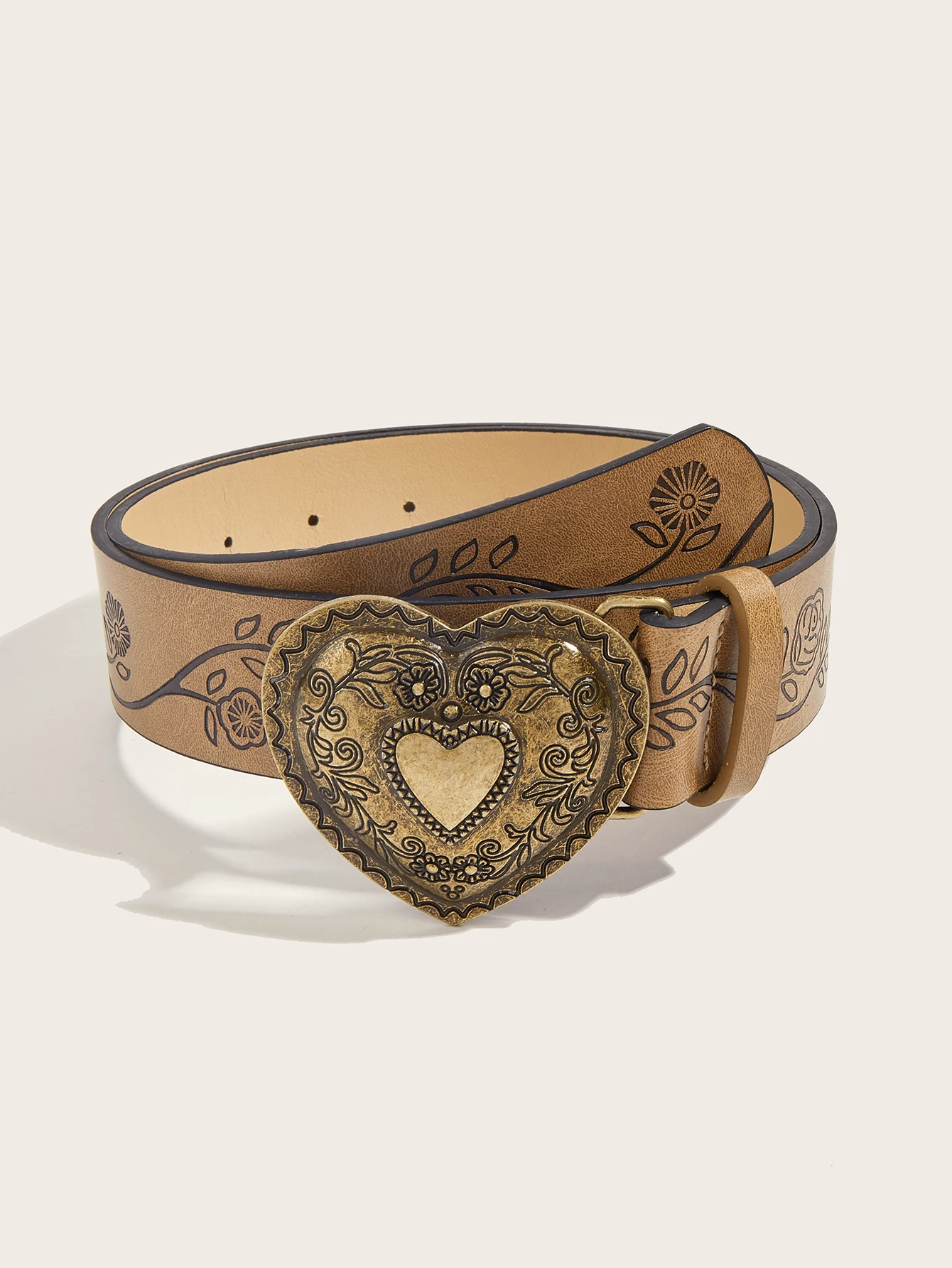 Retro love buckle PU belt fashion leisure suitable for daily commuting